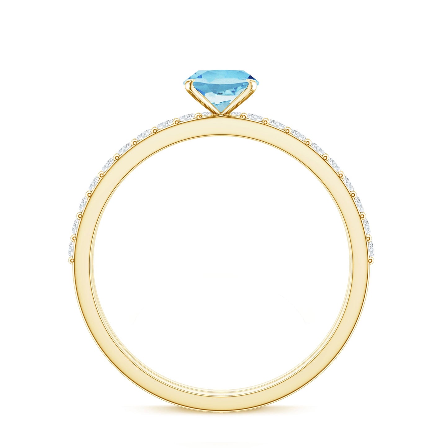 Natural Aquamarine Diamond Oval Engagement Ring with Wedding Band