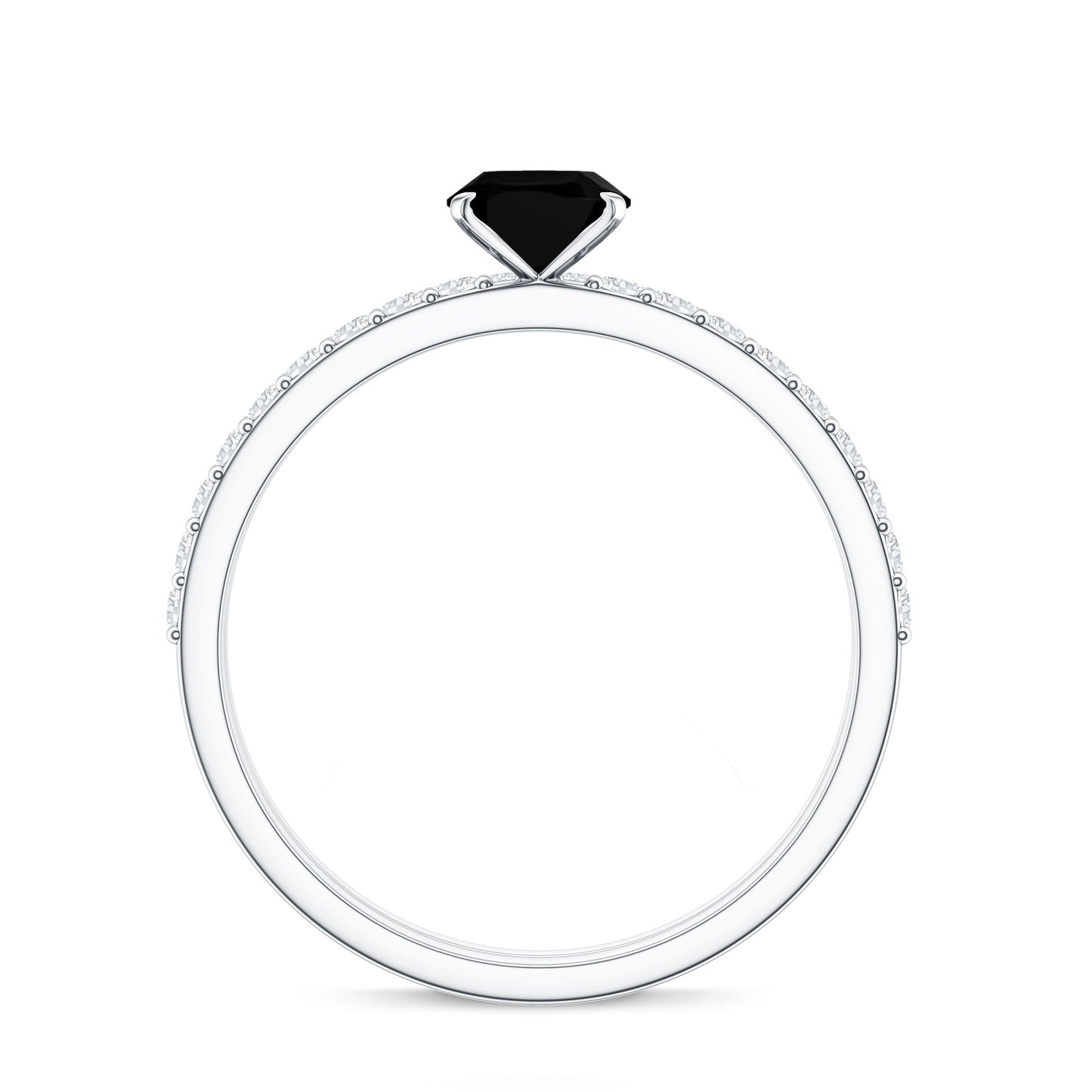 1 Carat Oval Cut Black Onyx Solitaire Rings Set with Diamond Wedding Band