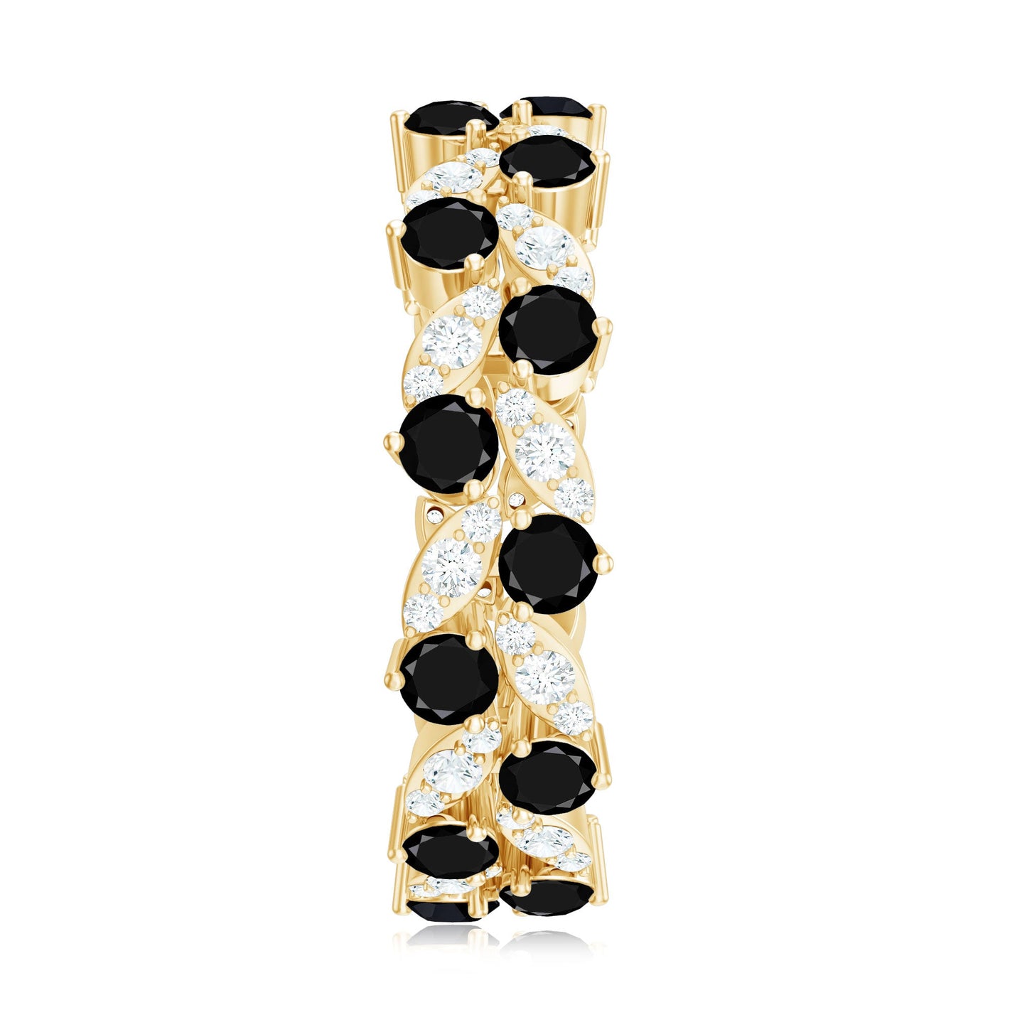 Nature Inspired Lab Grown Black Diamond Eternity Band Ring with Moissanite