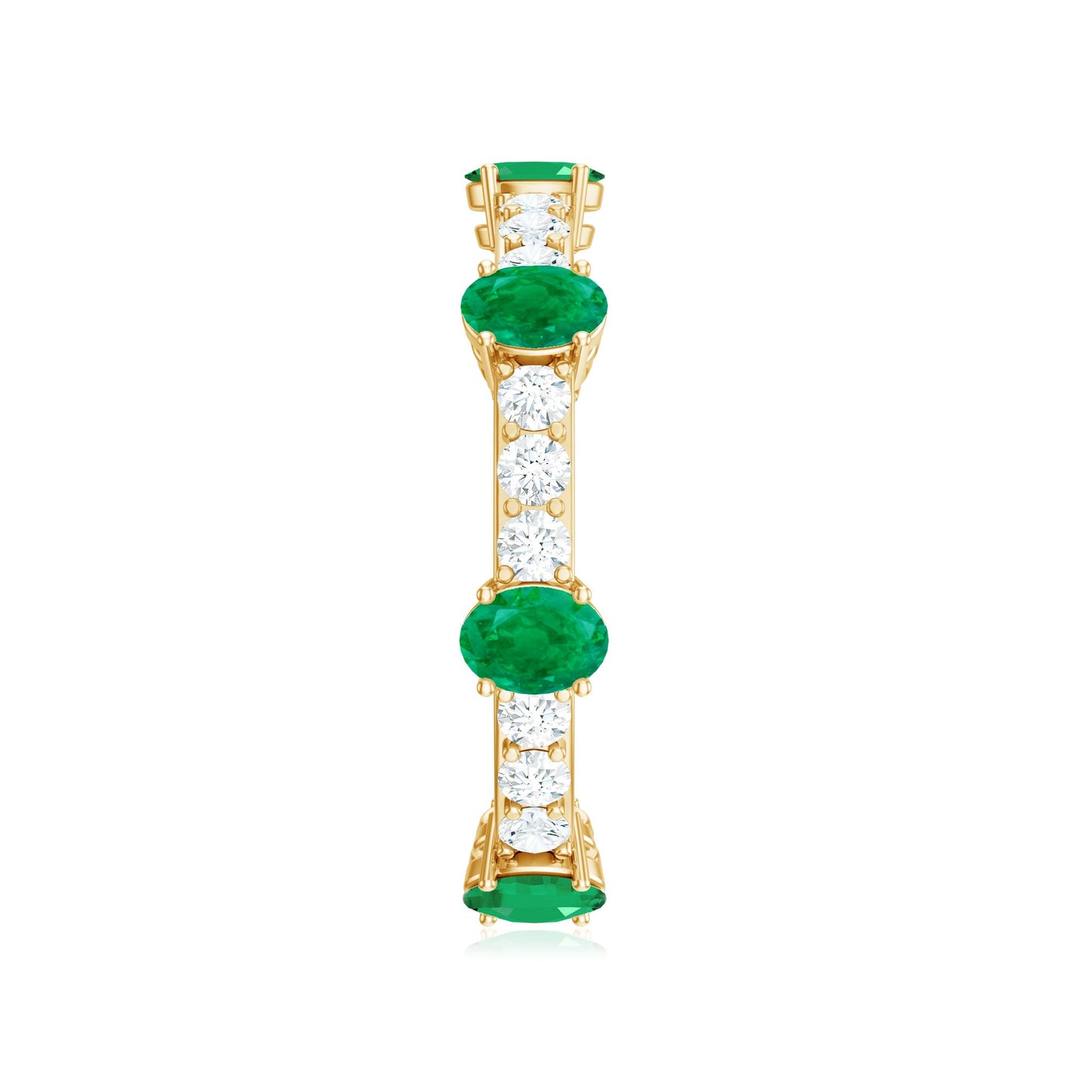 Natural Oval Emerald Diamond Eternity Marriage Anniversary Ring
