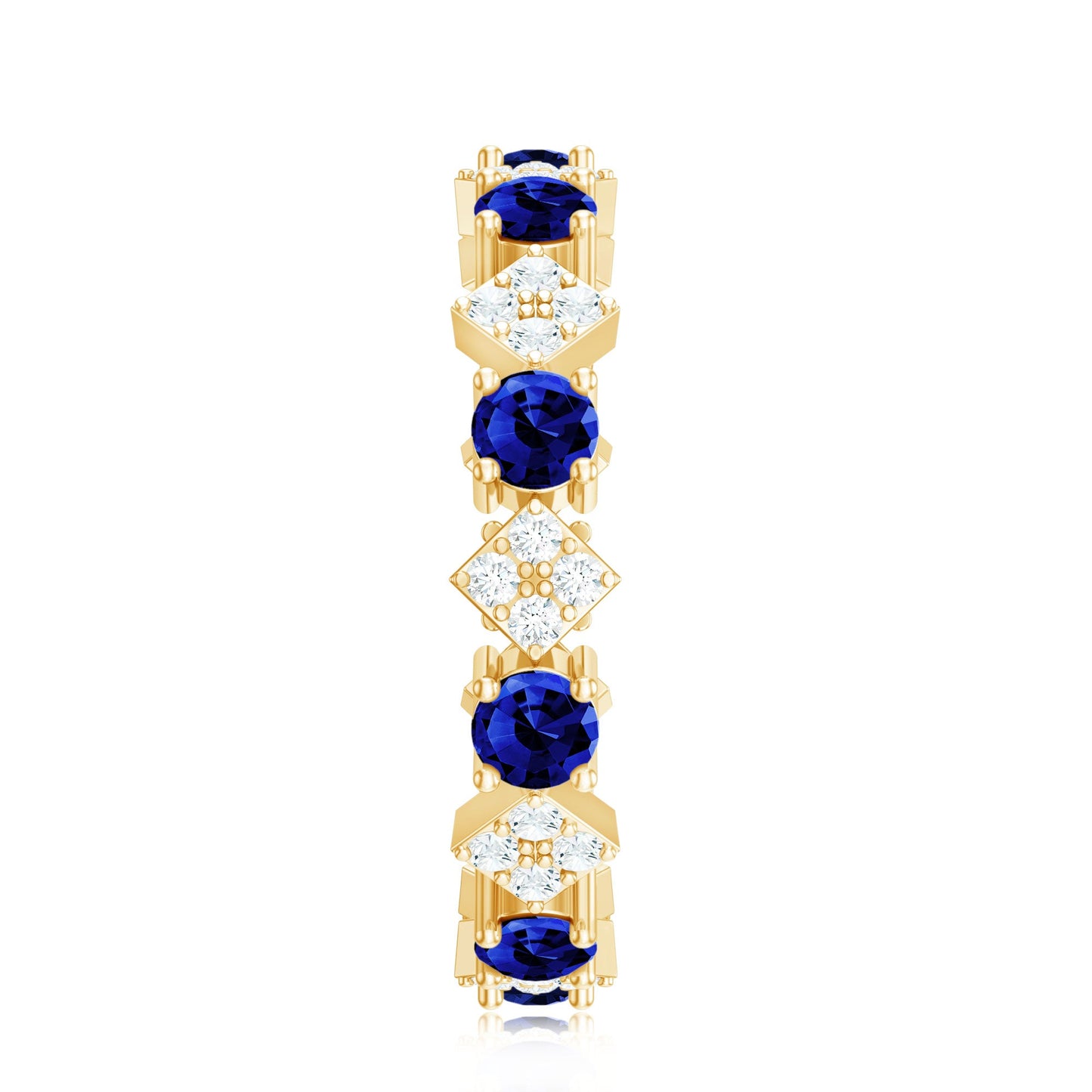 Certified Lab-Created Blue Sapphire and Diamond Eternity Band Ring