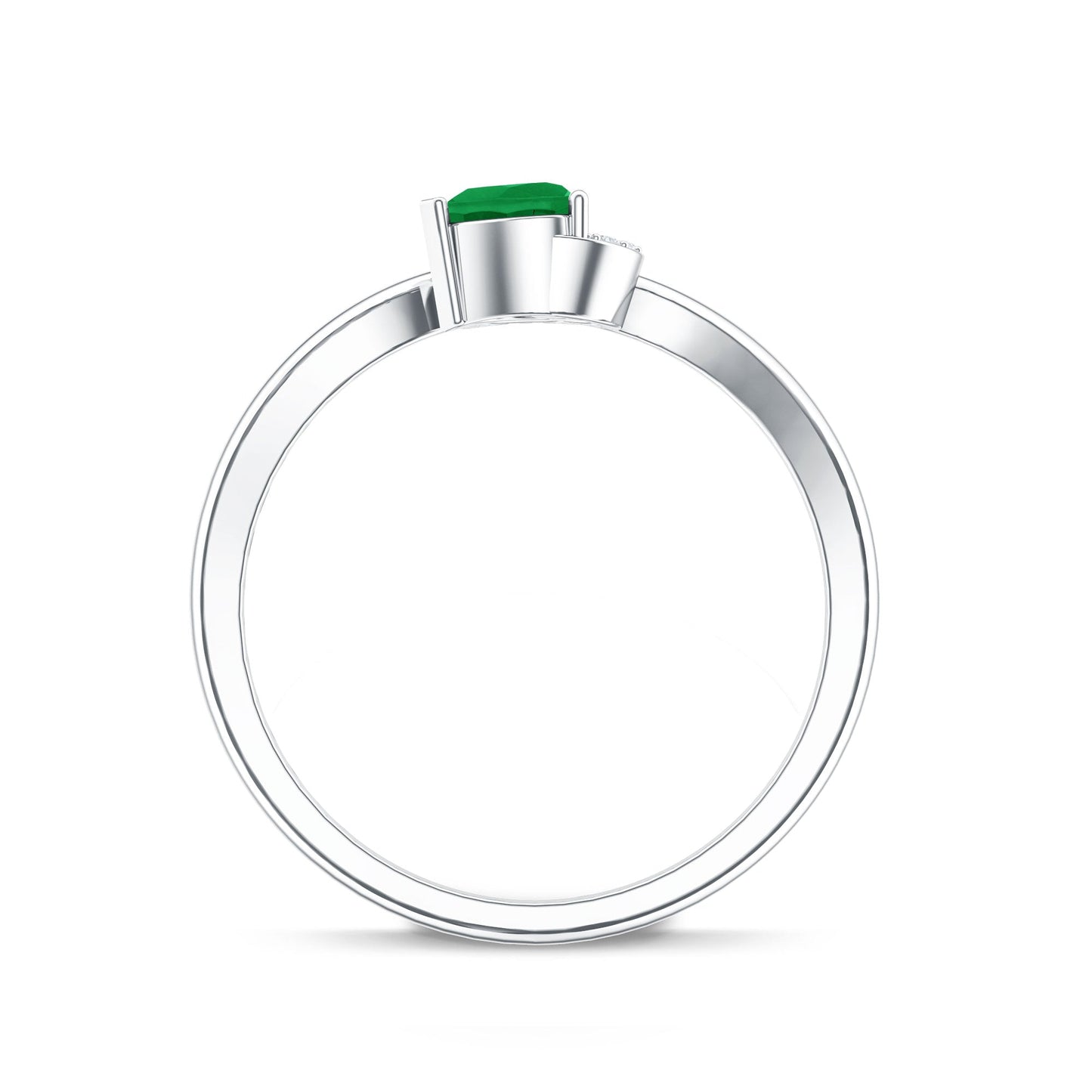 Certified Natural Emerald Heart Promise Ring with Diamond