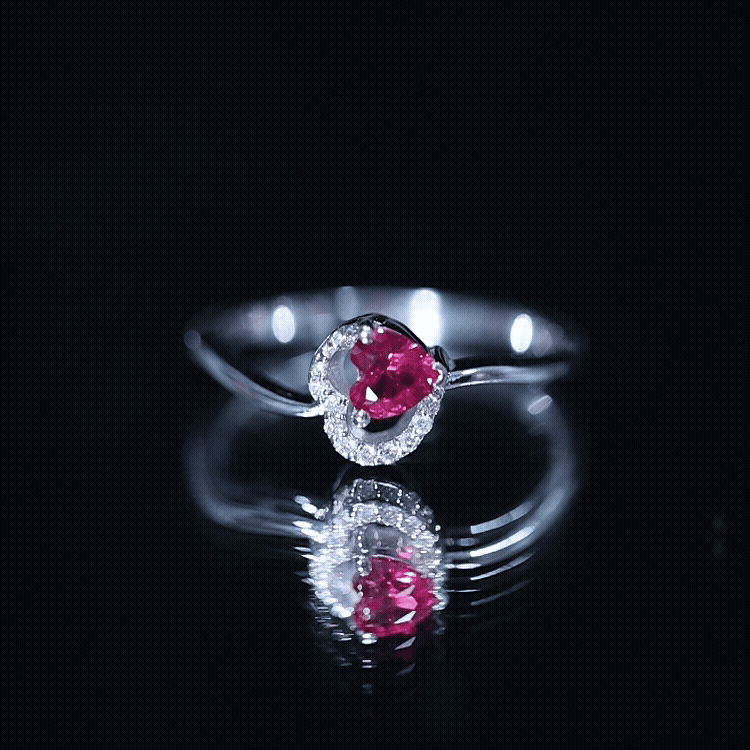 Heart Shape Lab Grown Ruby and Diamond Twisted Promise Ring