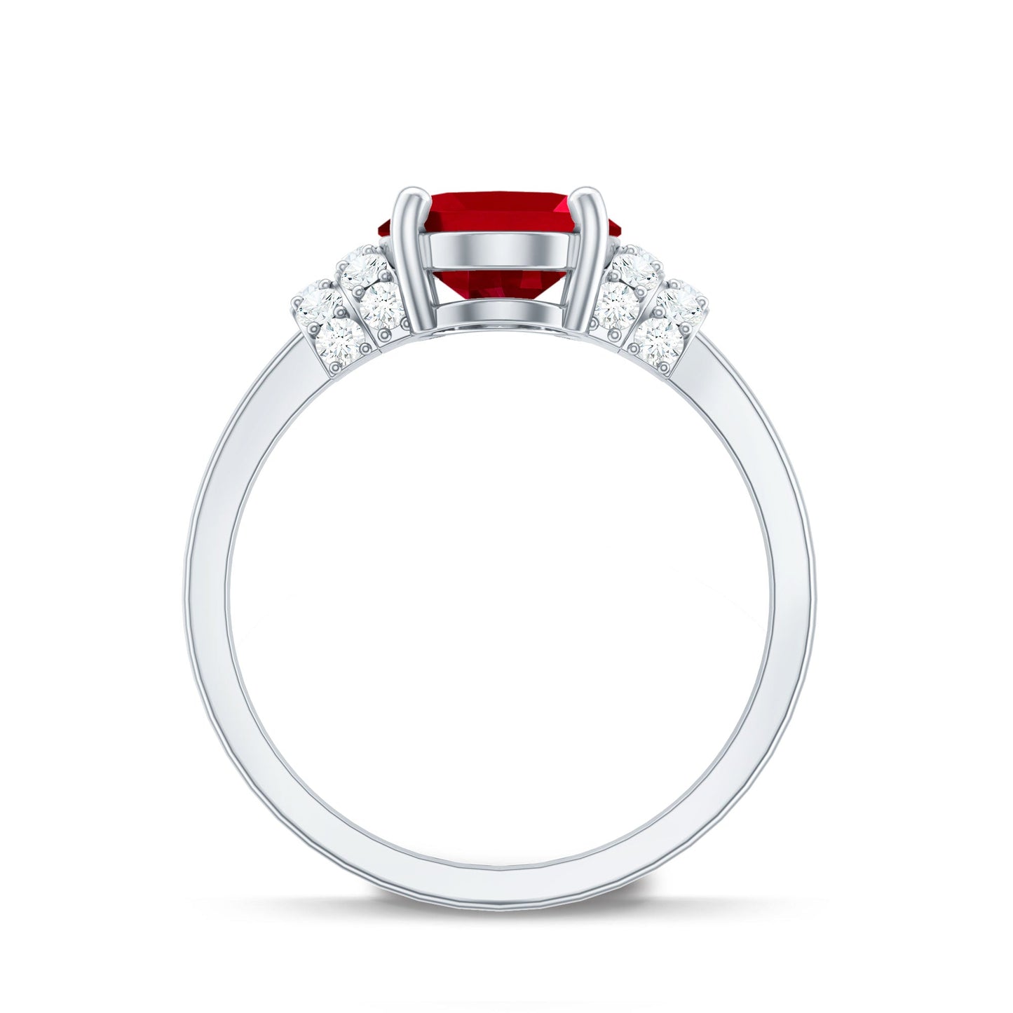 4 Carat Lab Created Ruby Oval Engagement Ring with Diamonds