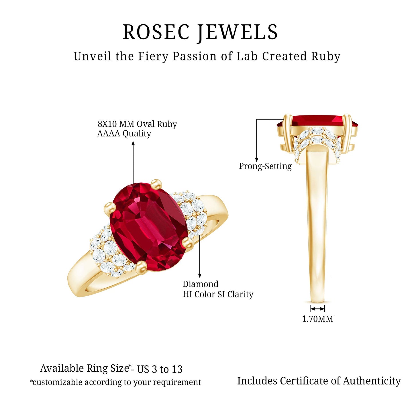 4 Carat Lab Created Ruby Oval Engagement Ring with Diamonds
