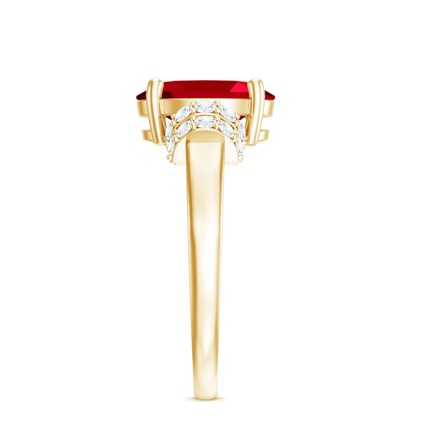 4 Carat Lab Created Ruby Oval Engagement Ring with Diamonds