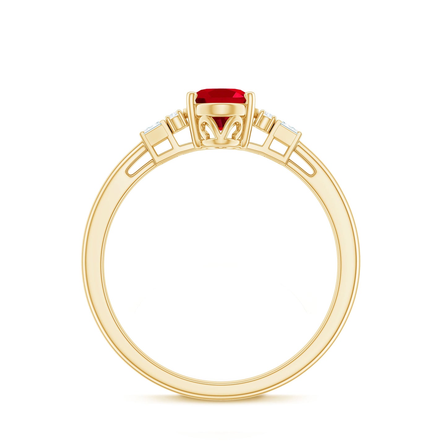 Classic Lab Grown Ruby Engagement Ring with Diamond Stones