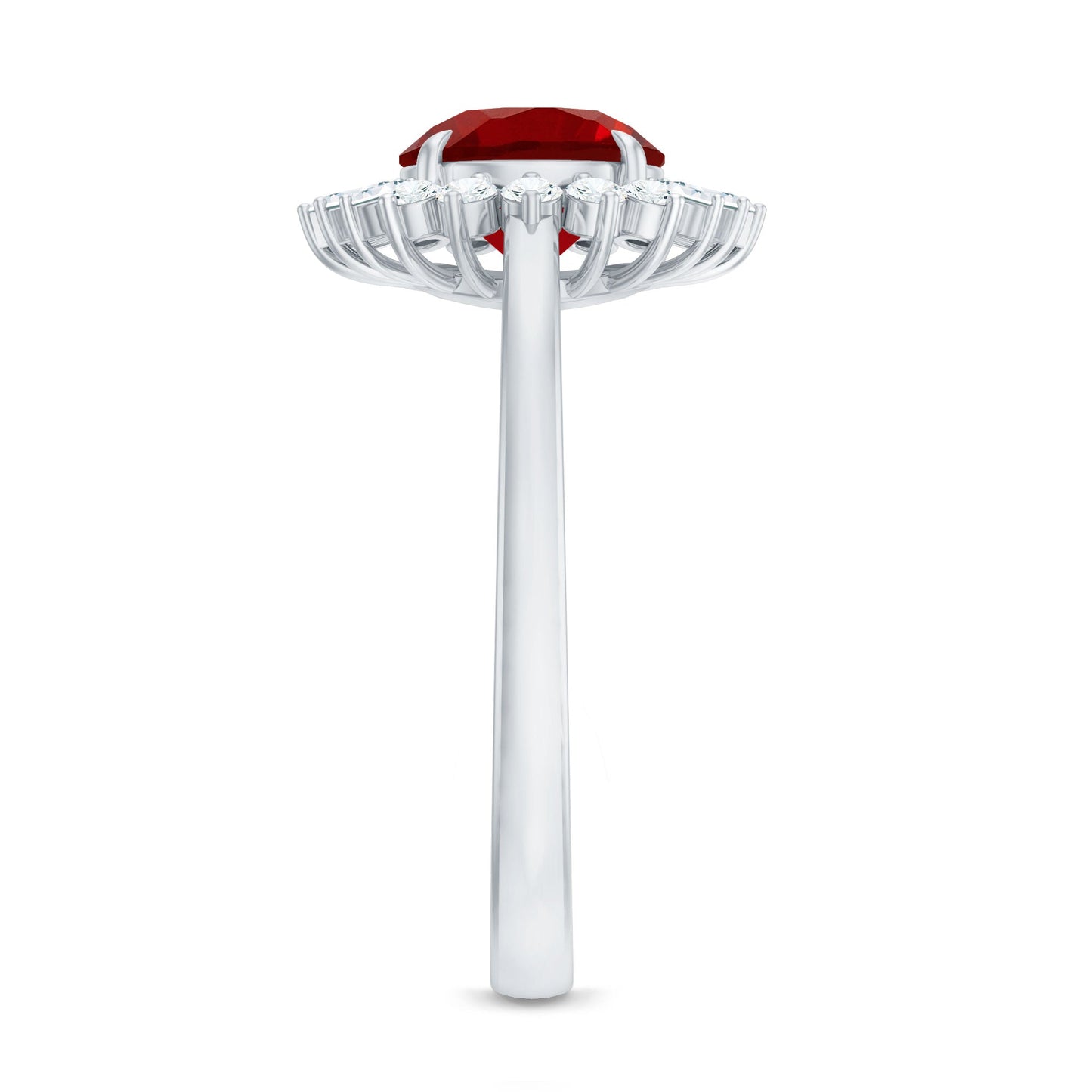 Round Lab Created Ruby and Diamond Halo Engagement Ring