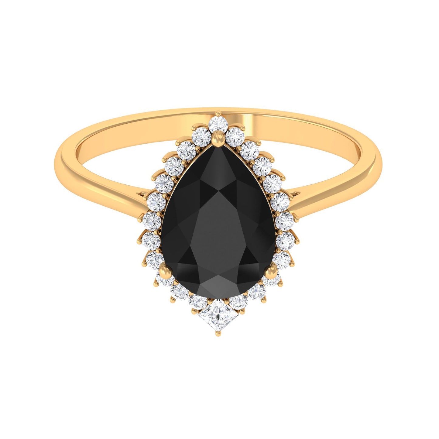 Certified 4.8 Carat Lab Grown Black Diamond Pear Shaped Engagement Ring with White Diamond Halo
