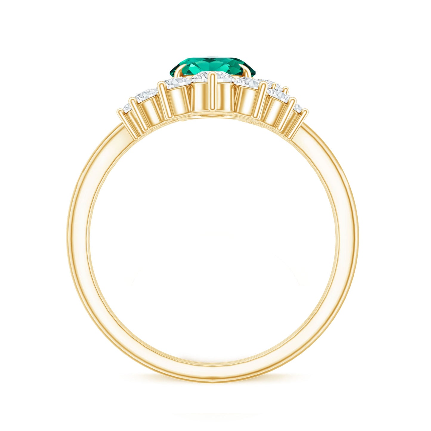 Designer Lab Grown Emerald Oval Engagement Ring with Diamond Enhancer