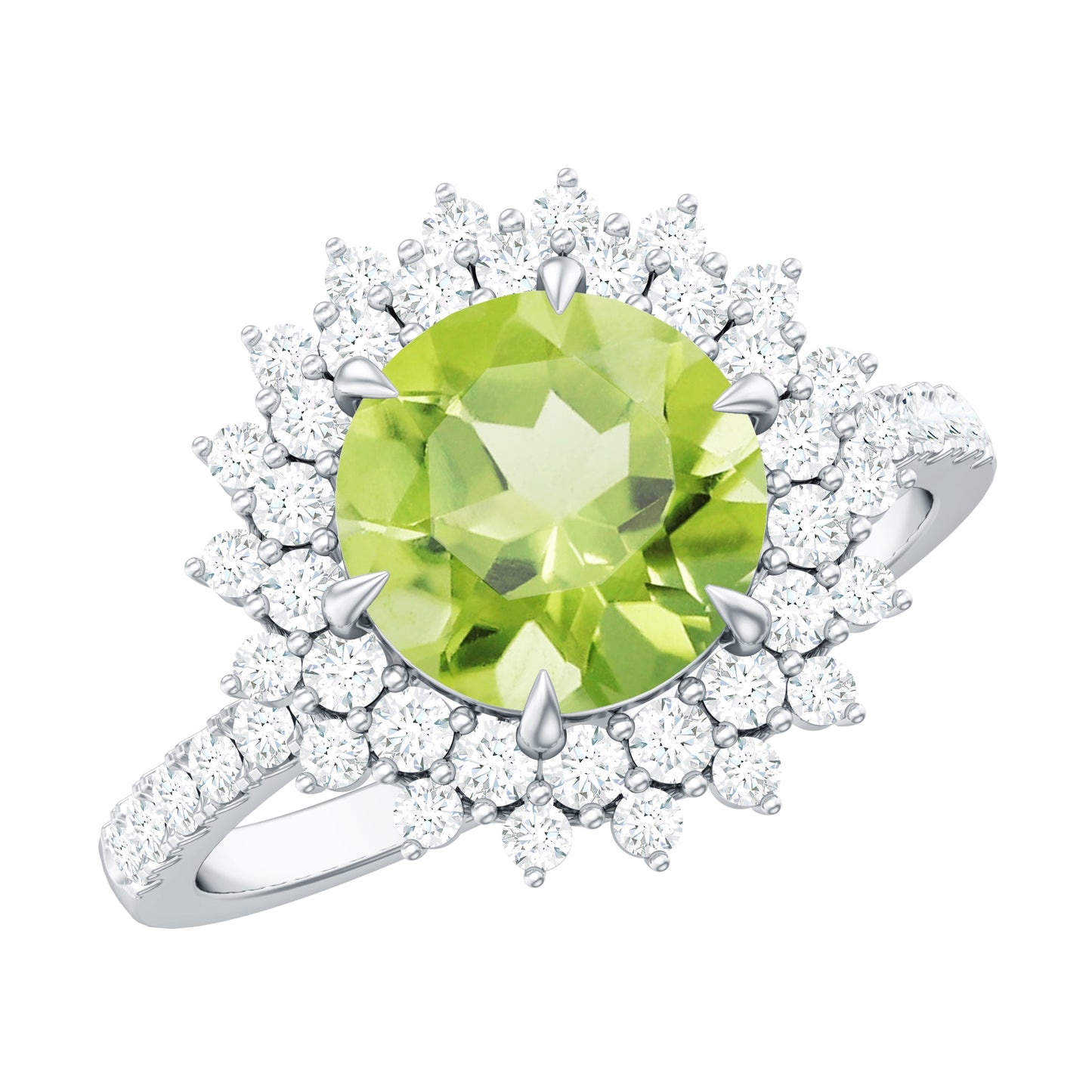 Certified Real 2 Carat Peridot Statement Engagement Ring