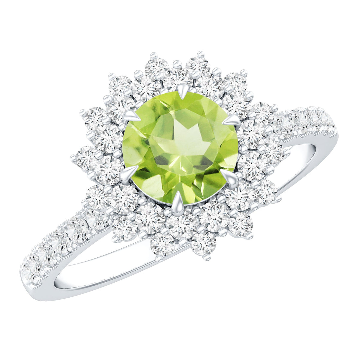 Certified Real 2 Carat Peridot Statement Engagement Ring