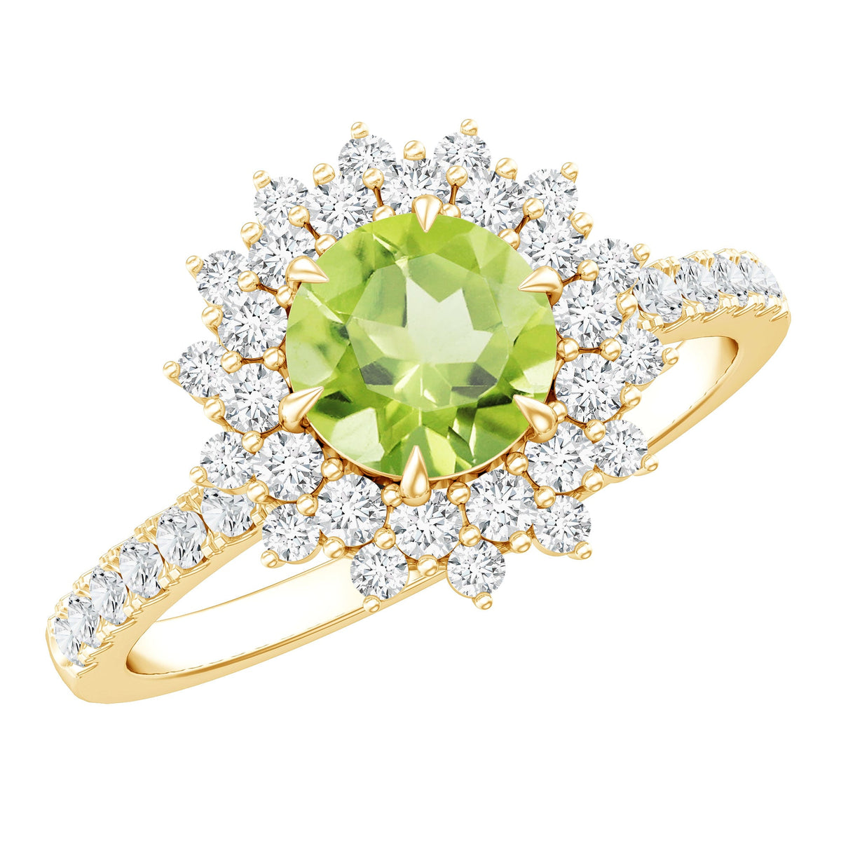 Certified Real 2 Carat Peridot Statement Engagement Ring