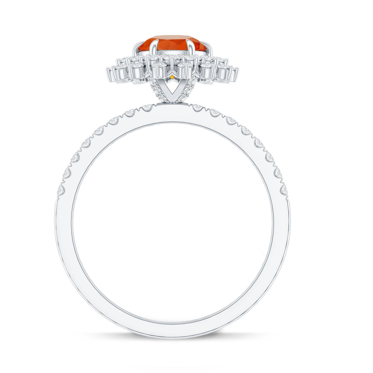 Round Fire Opal Statement Engagement Ring with Moissanite