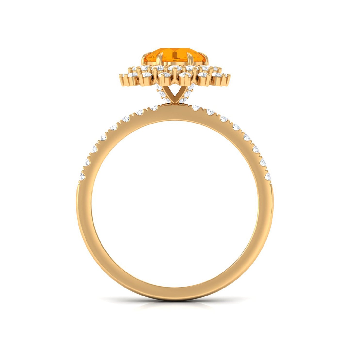 Round Fire Opal Statement Engagement Ring with Moissanite