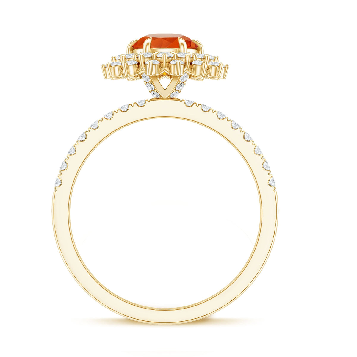 Round Fire Opal Statement Engagement Ring with Moissanite