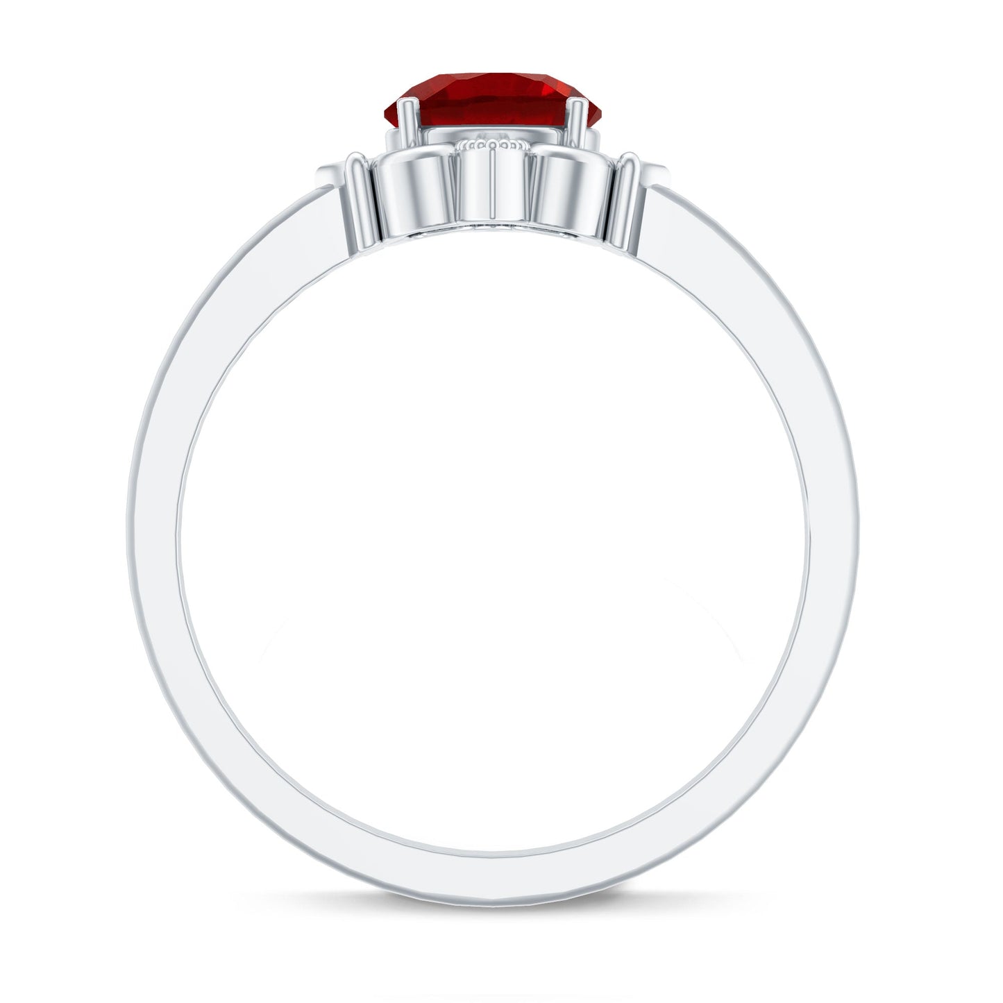 Art Deco Style Lab Created Ruby Solitaire Engagement Ring