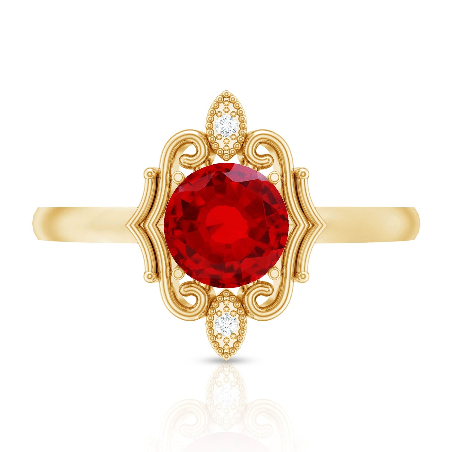 Art Deco Style Lab Created Ruby Solitaire Engagement Ring