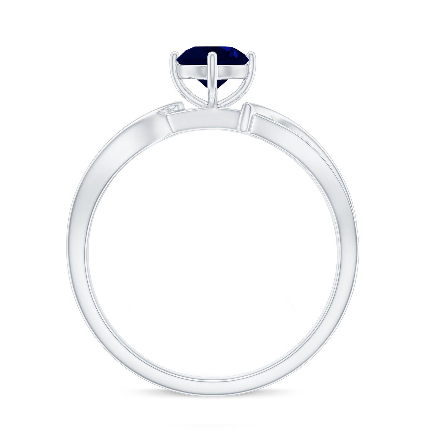 Real 0.95 Carat Round Blue Sapphire Infinity Engagement Ring with Diamond