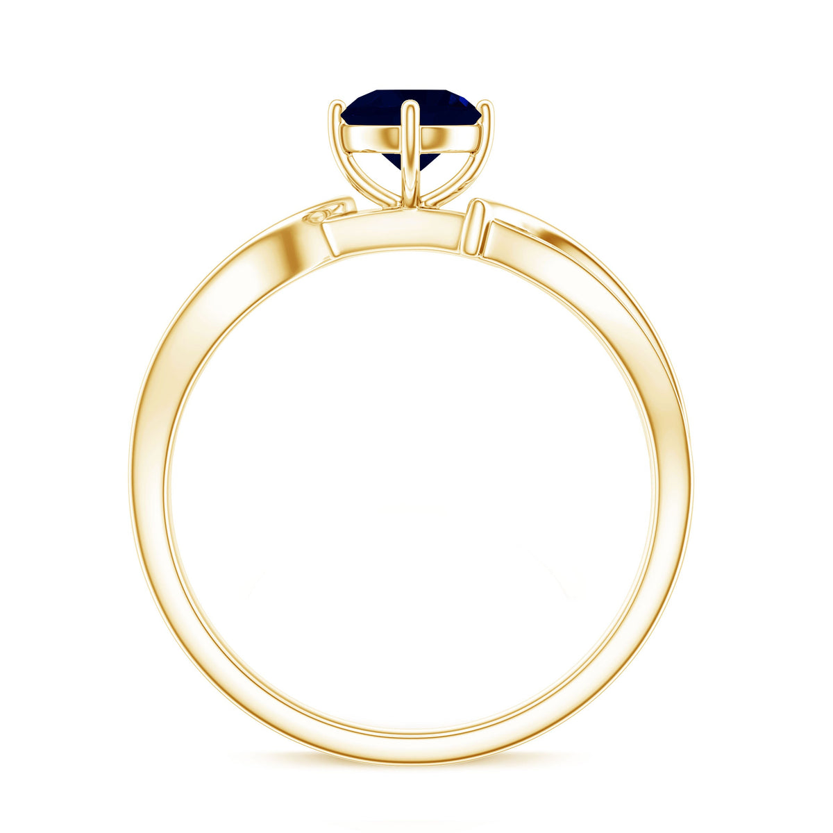 Real 0.95 Carat Round Blue Sapphire Infinity Engagement Ring with Diamond