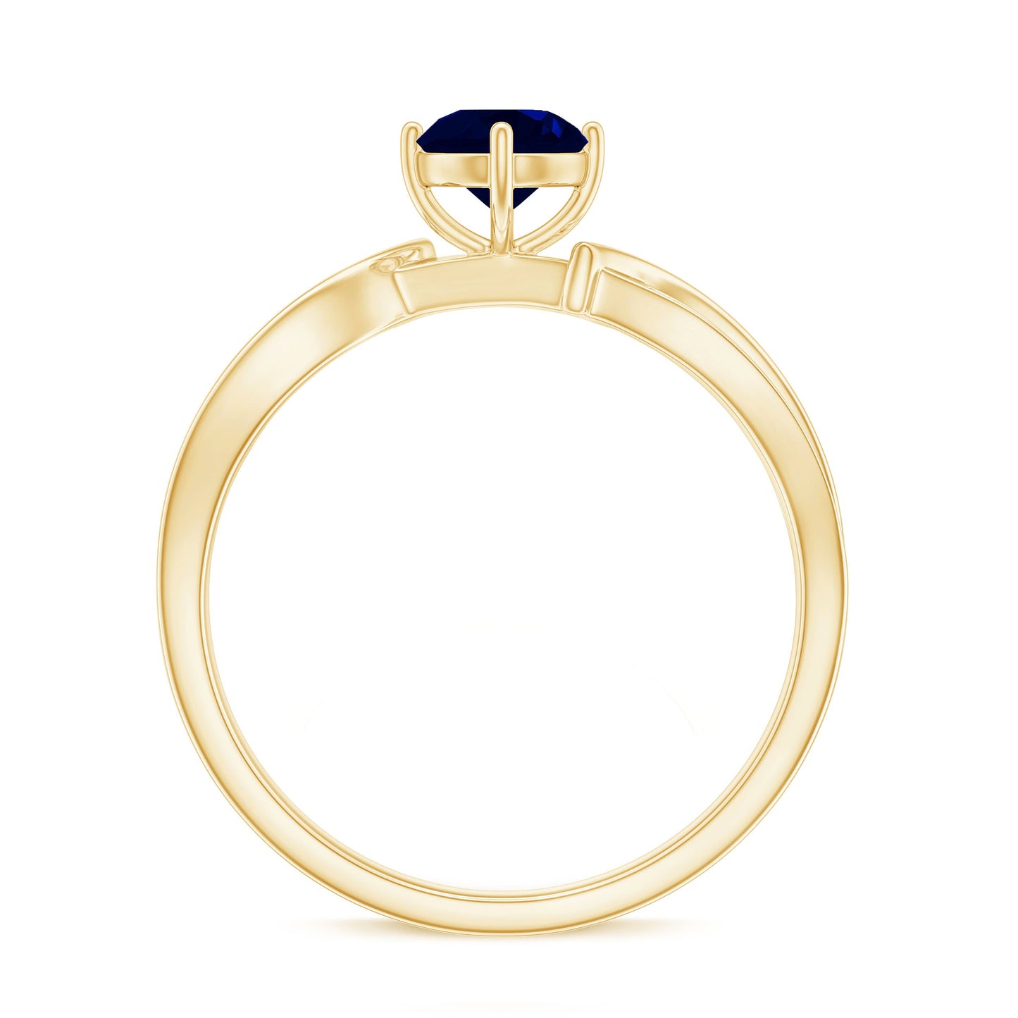 Real 0.95 Carat Round Blue Sapphire Infinity Engagement Ring with Diamond