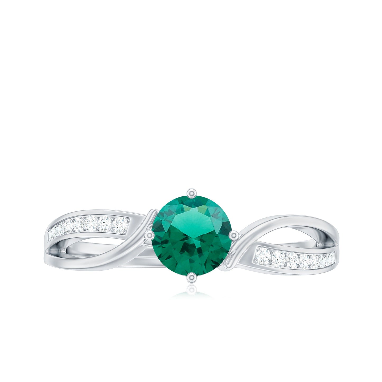 Certified Lab Grown Emerald Diamond Engagement Ring with Infinity Shank