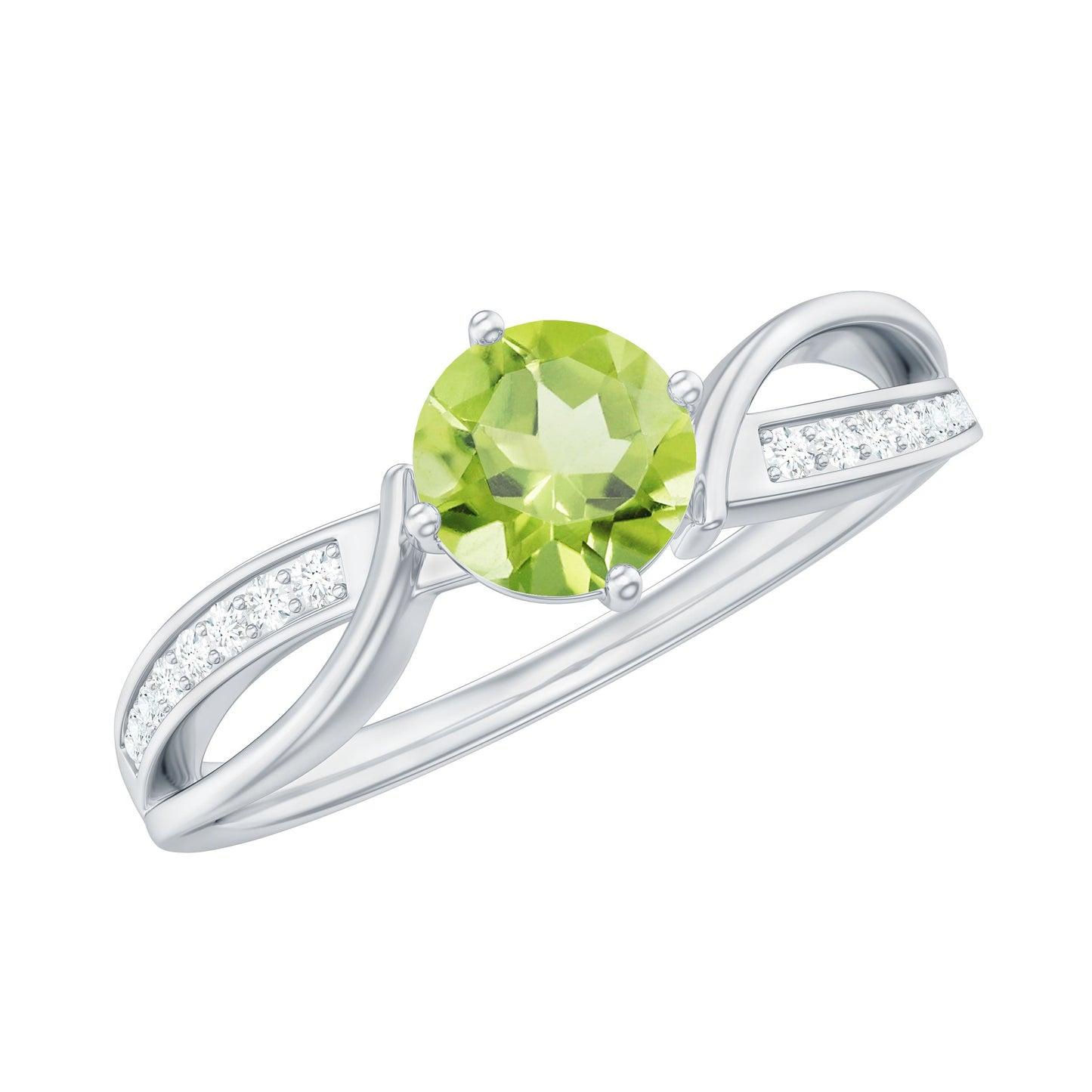 Real 0.5 Carat Peridot Infinity Promise Ring with Diamond