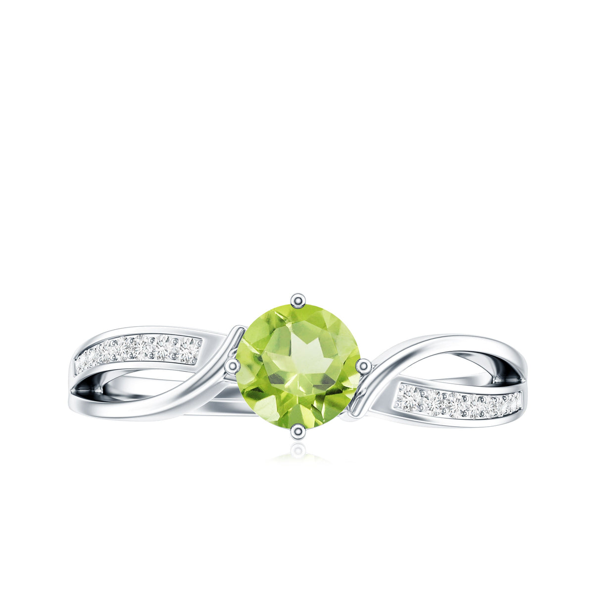 Real 0.5 Carat Peridot Infinity Promise Ring with Diamond