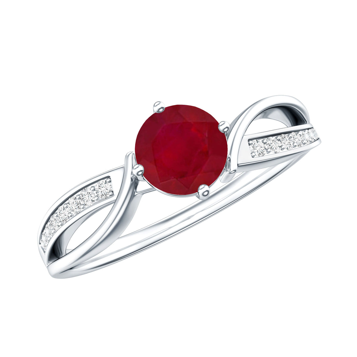 Natural 0.6 Carat Ruby Infinity Promise Ring with Diamond