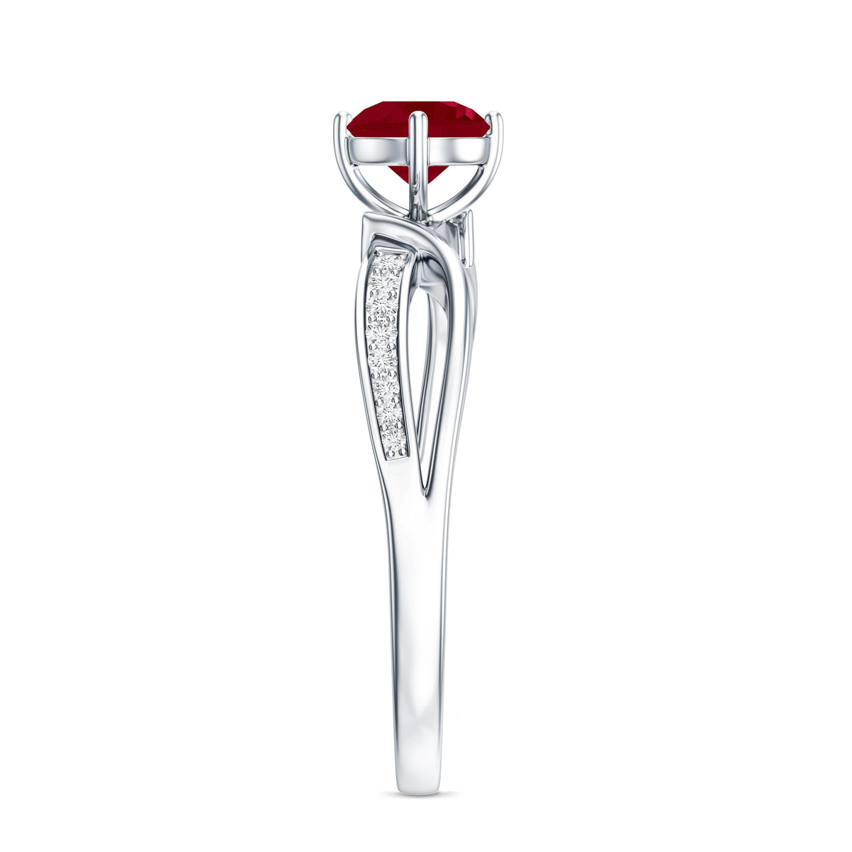 Natural 0.6 Carat Ruby Infinity Promise Ring with Diamond