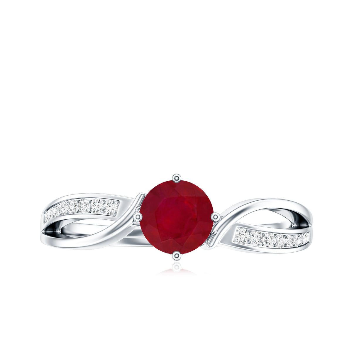Natural 0.6 Carat Ruby Infinity Promise Ring with Diamond