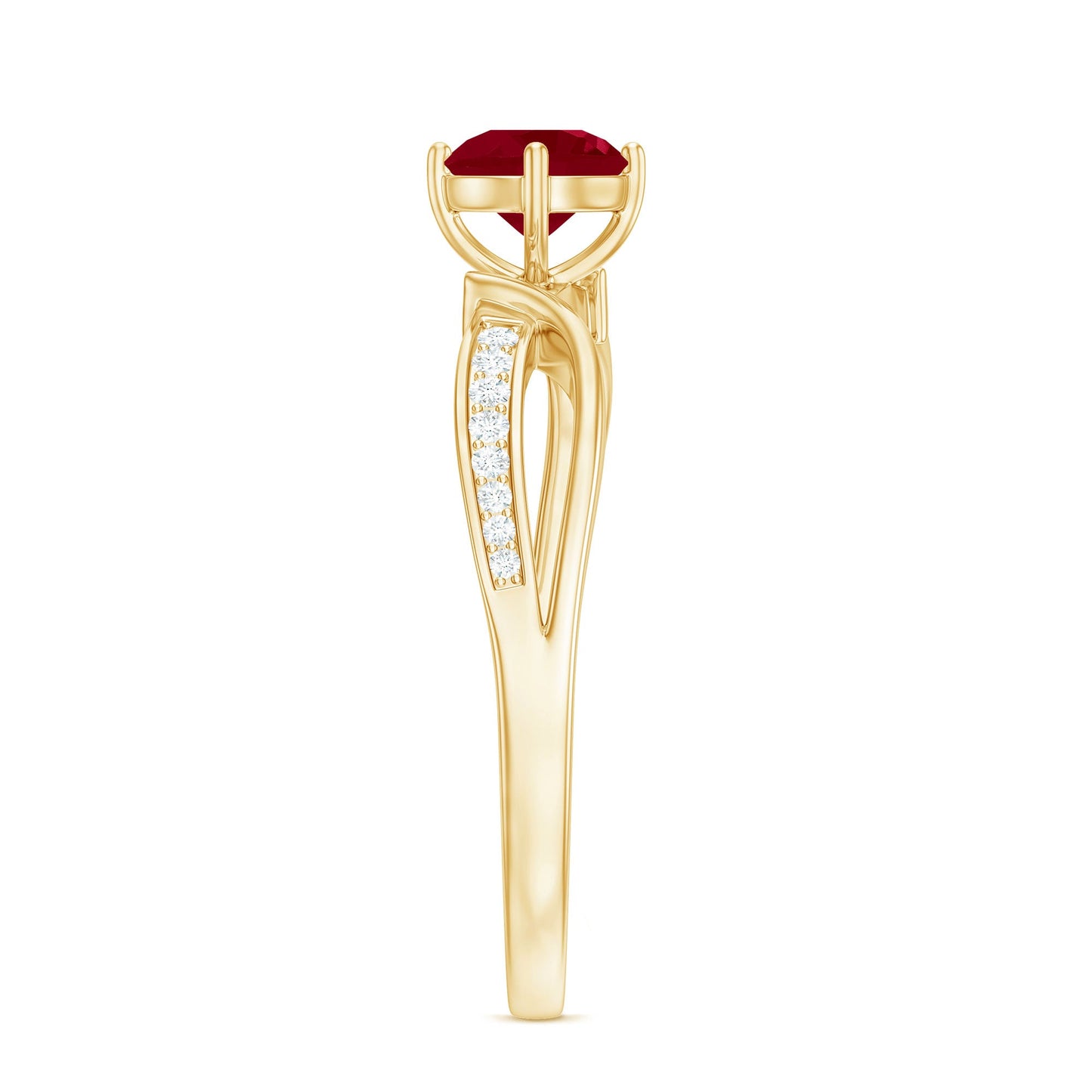 Natural 0.6 Carat Ruby Infinity Promise Ring with Diamond