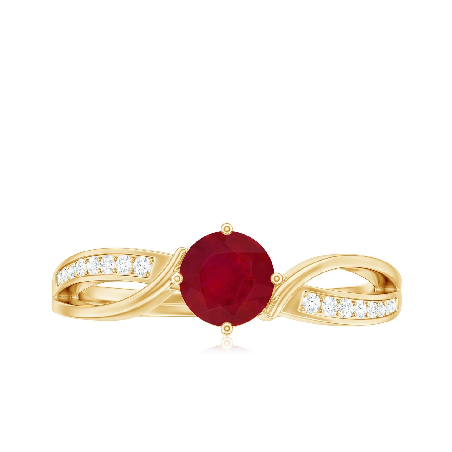 Natural 0.6 Carat Ruby Infinity Promise Ring with Diamond