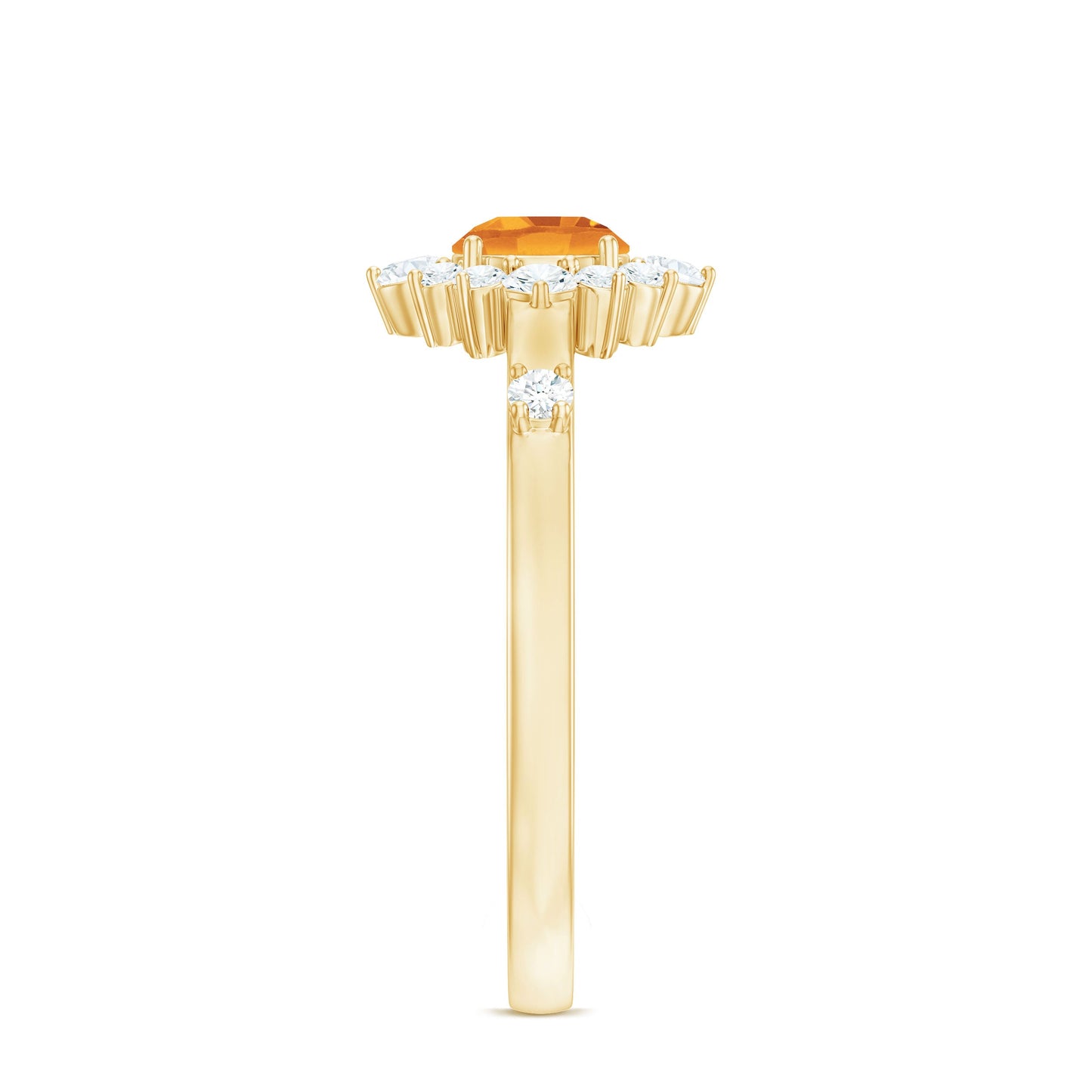 Classic Citrine Engagement Ring with Diamond Halo