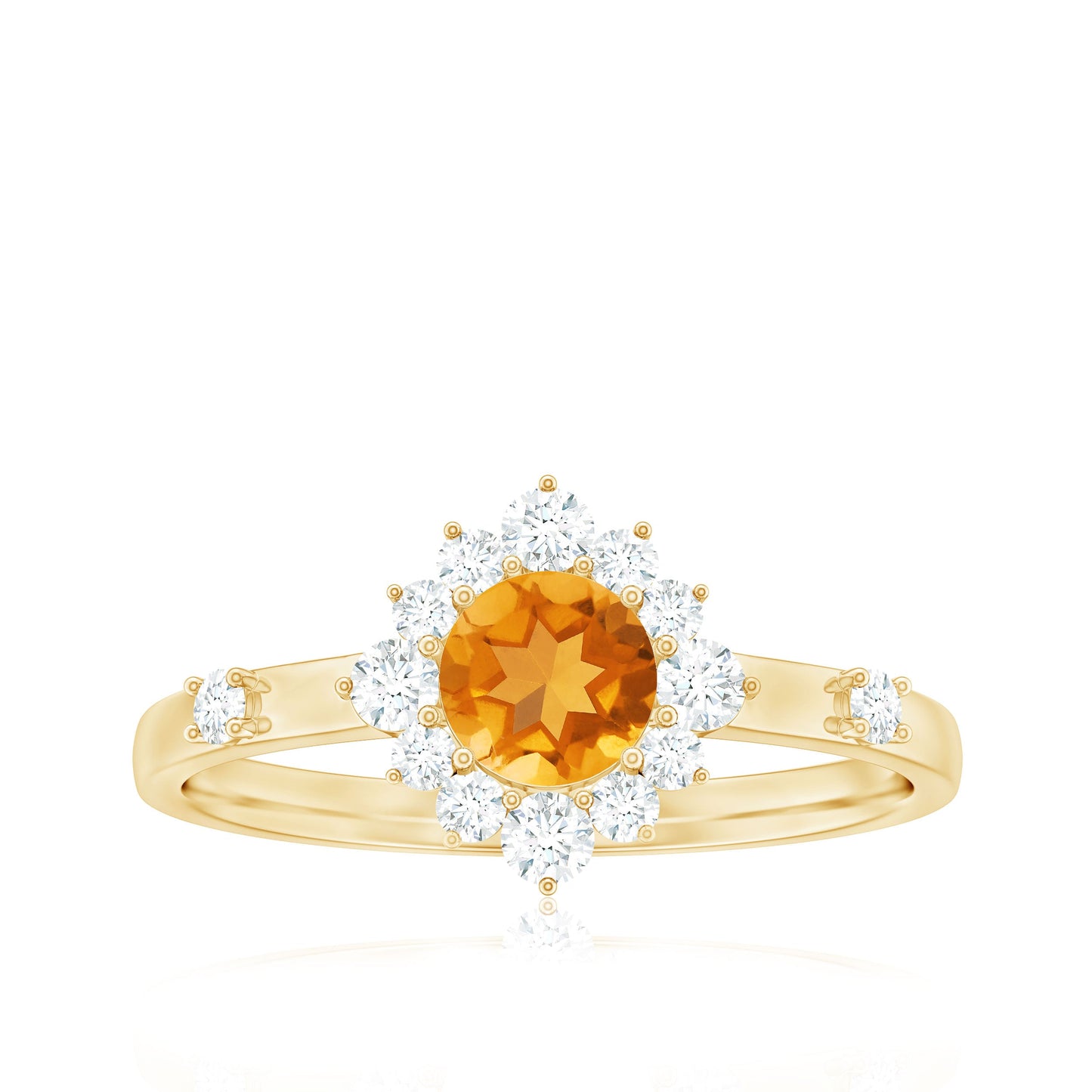 Classic Citrine Engagement Ring with Diamond Halo