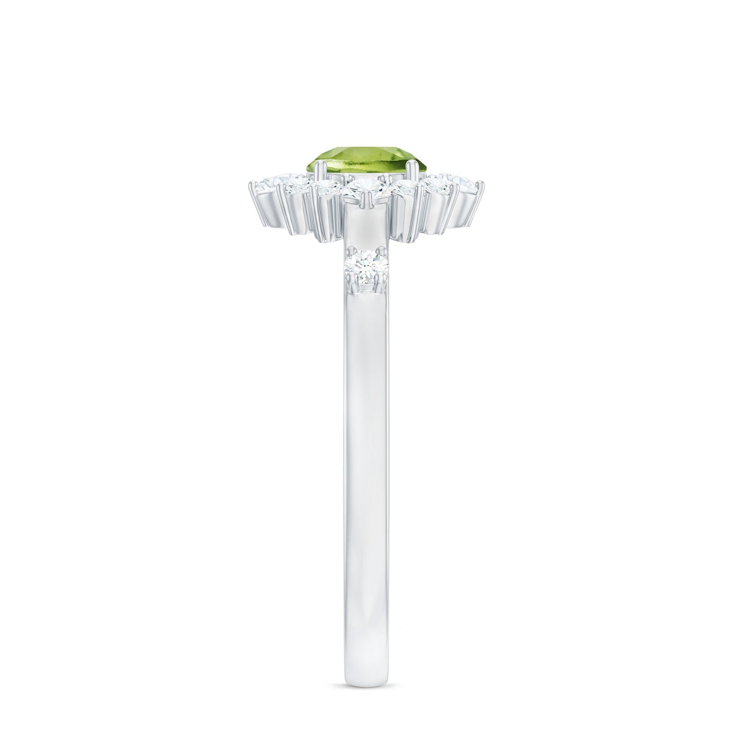 Real Half Carat Peridot Engagement Ring with Diamond Halo