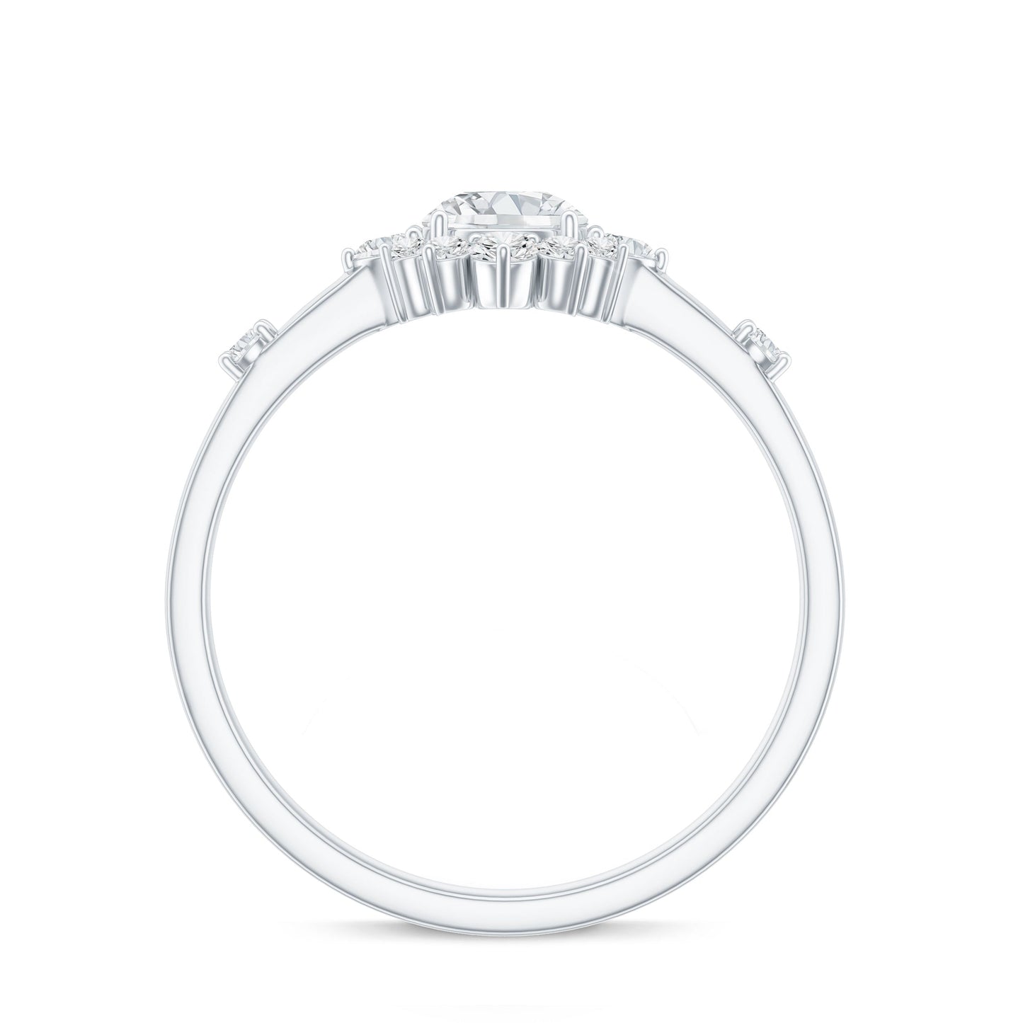 Round Moissanite Engagement Ring with Halo