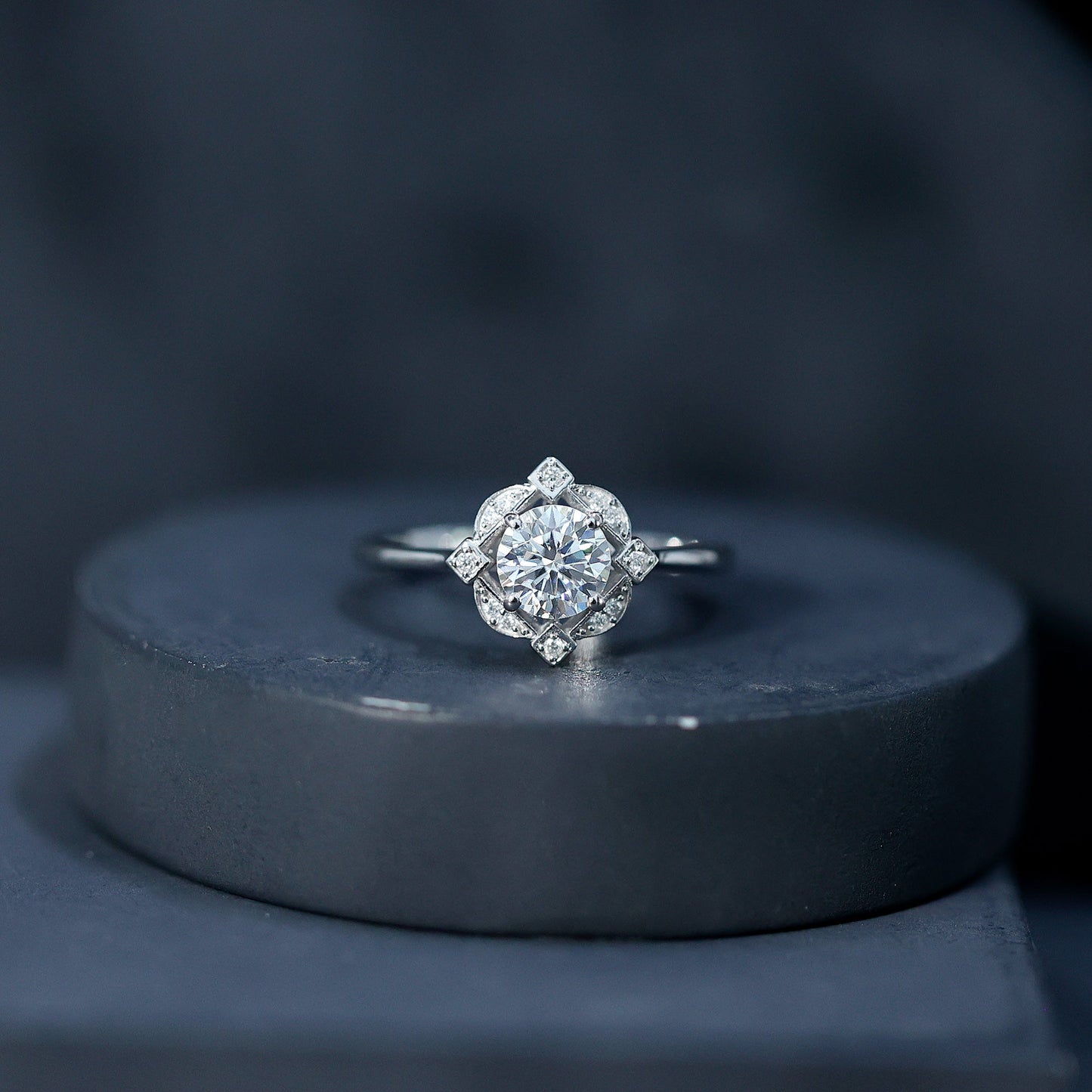 Vintage Inspired Moissanite Engagement Ring With Certificate
