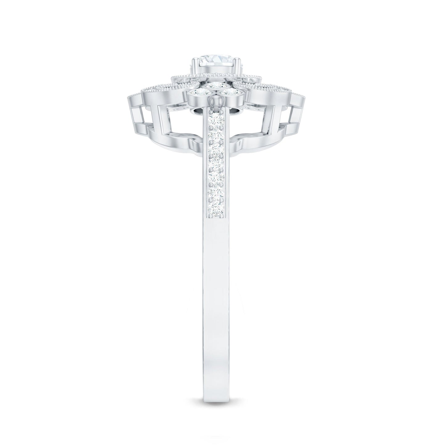 Certified Moissanite Antique Looking Engagement Ring for Women