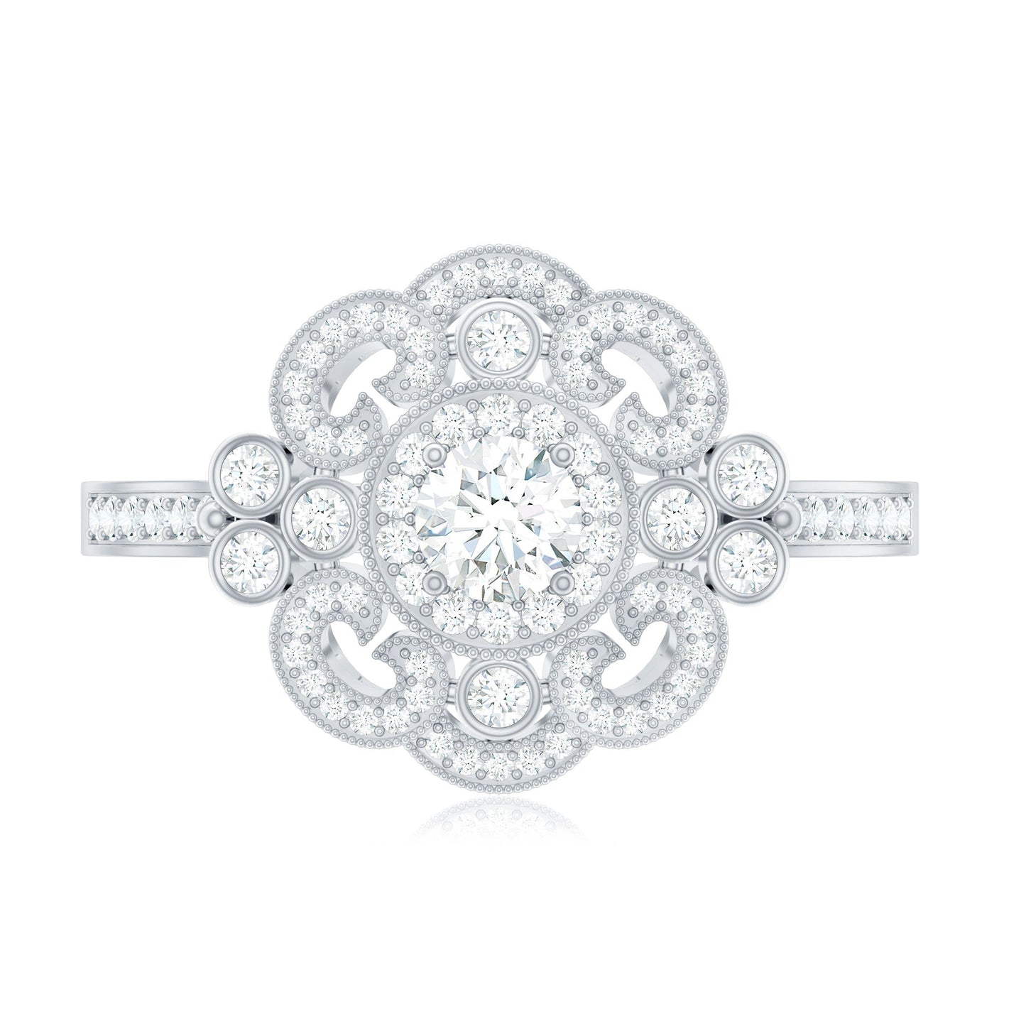 Certified Moissanite Antique Looking Engagement Ring for Women