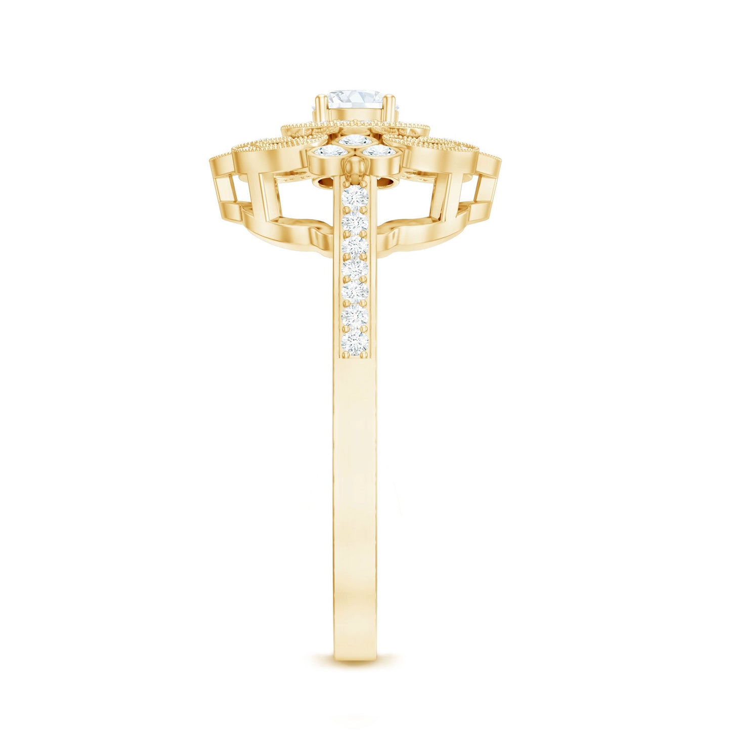 Certified Moissanite Antique Looking Engagement Ring for Women