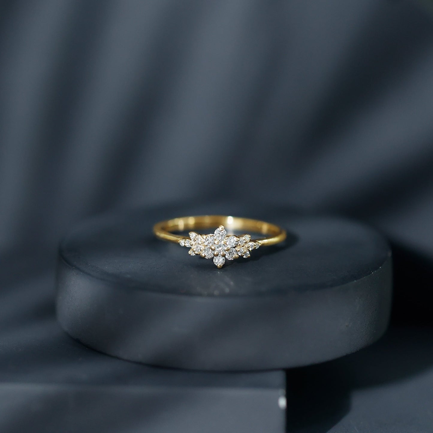 Certified Moissanite Flower Cluster Ring for Women