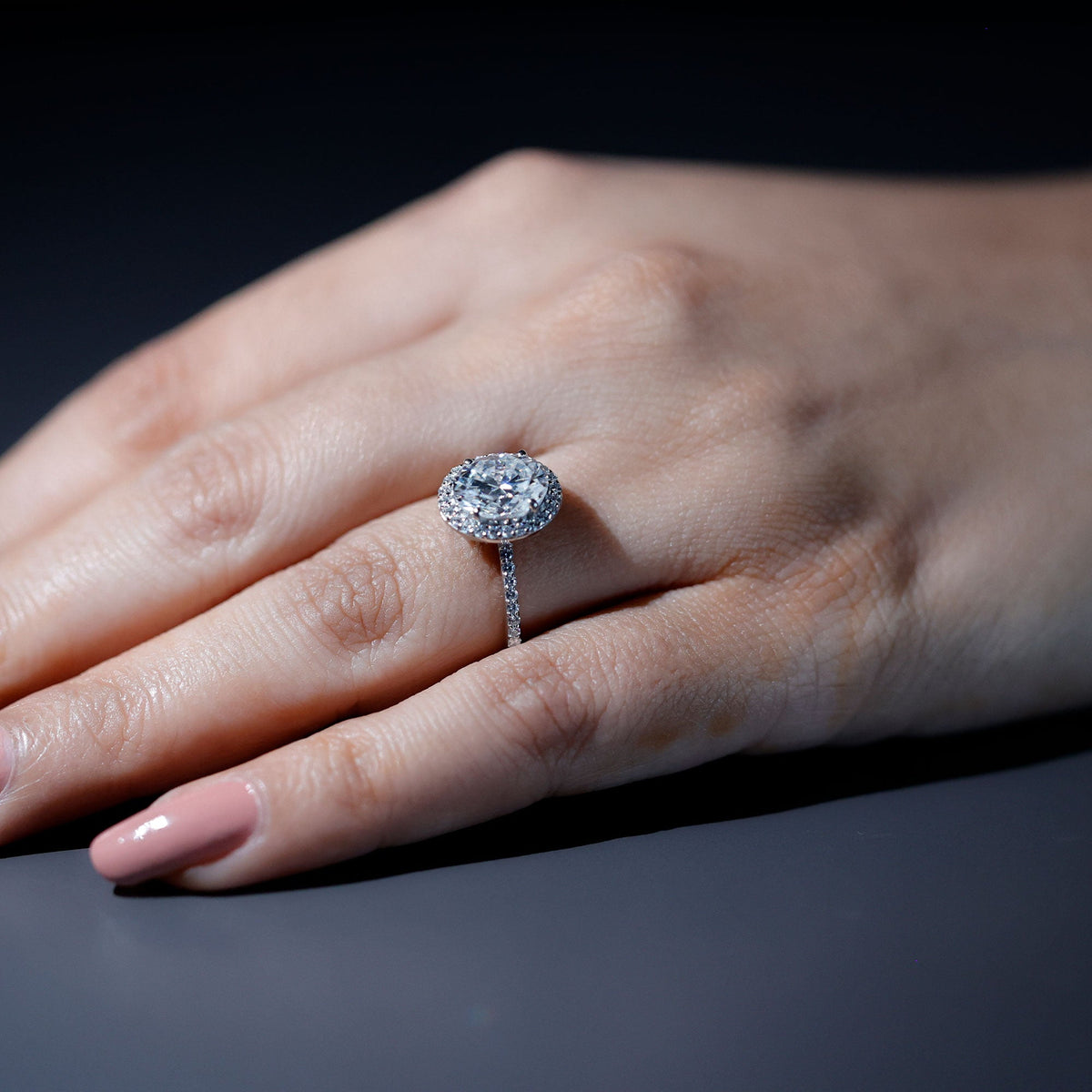 Oval Brilliant Cut Moissanite Classic Engagement Ring