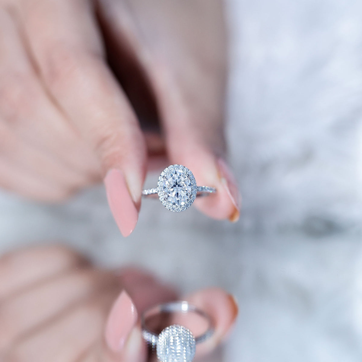 Oval Brilliant Cut Moissanite Classic Engagement Ring