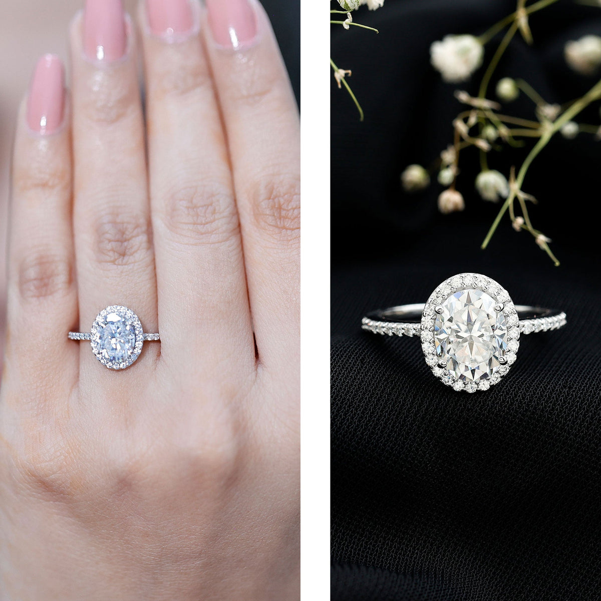 Oval Brilliant Cut Moissanite Classic Engagement Ring
