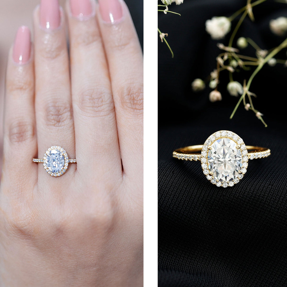 Oval Brilliant Cut Moissanite Classic Engagement Ring