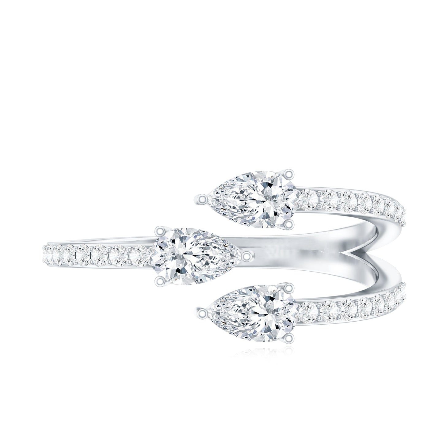 East West Style Moissanite 3 Stone Wrap Ring