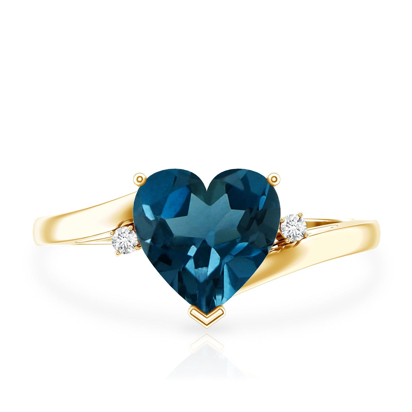Heart Shaped London Blue Topaz Engagement Ring with Diamonds
