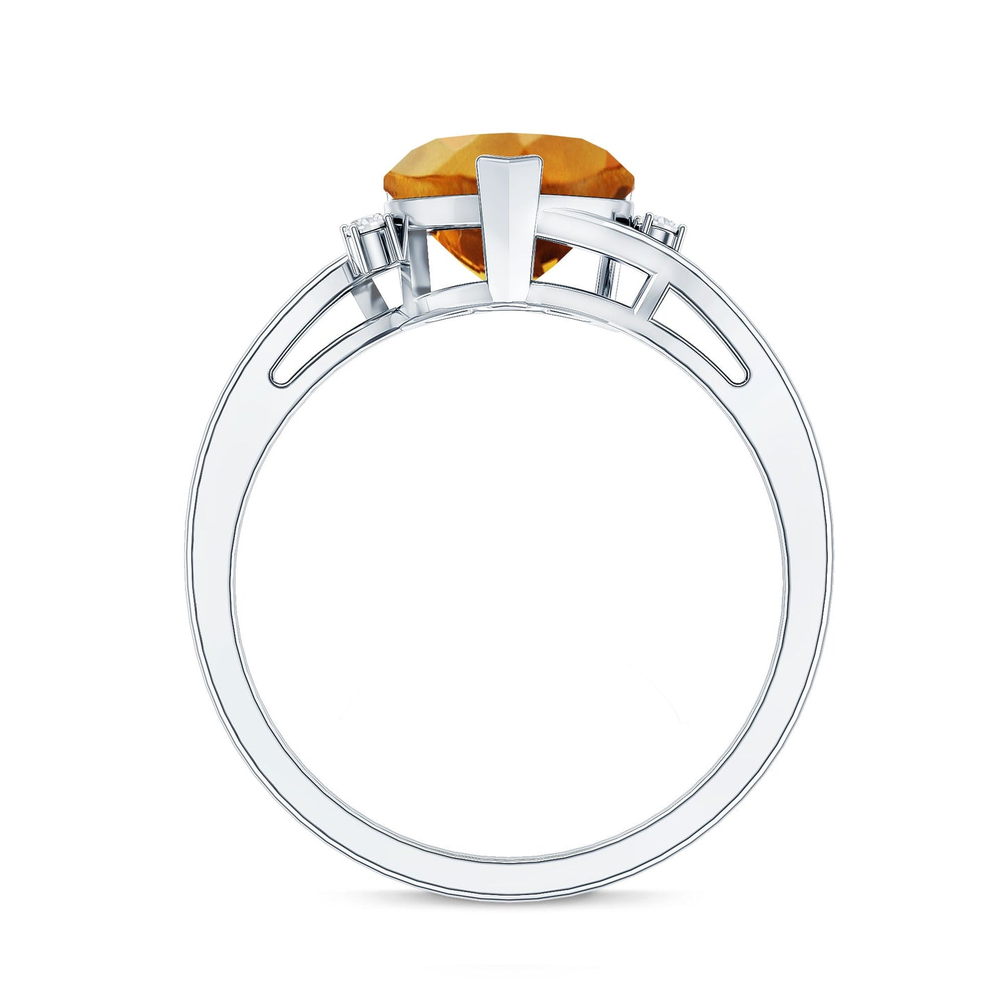 Natural 2 Carat Citrine Heart Engagement Ring with Diamond
