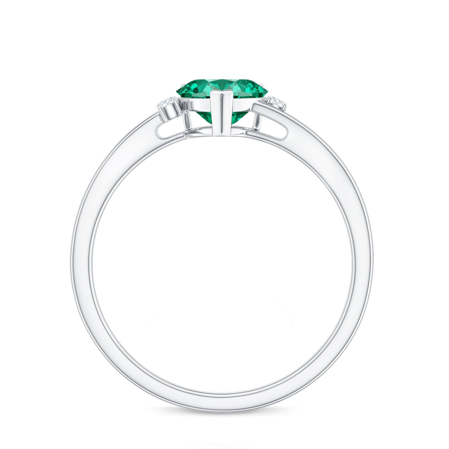 Certified Lab Grown Emerald Heart Shaped Promise Engagement Ring with Diamond